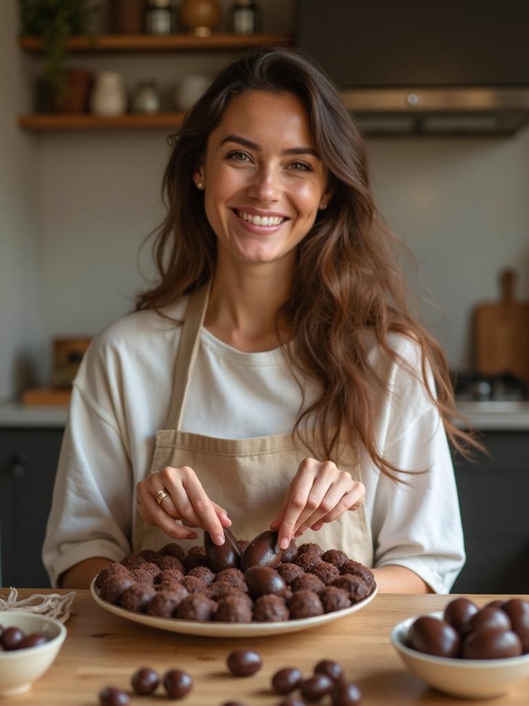 Preparo de ovos de chocolate em uma cozinha